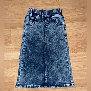 Little girls acid wash stretch denim skirt